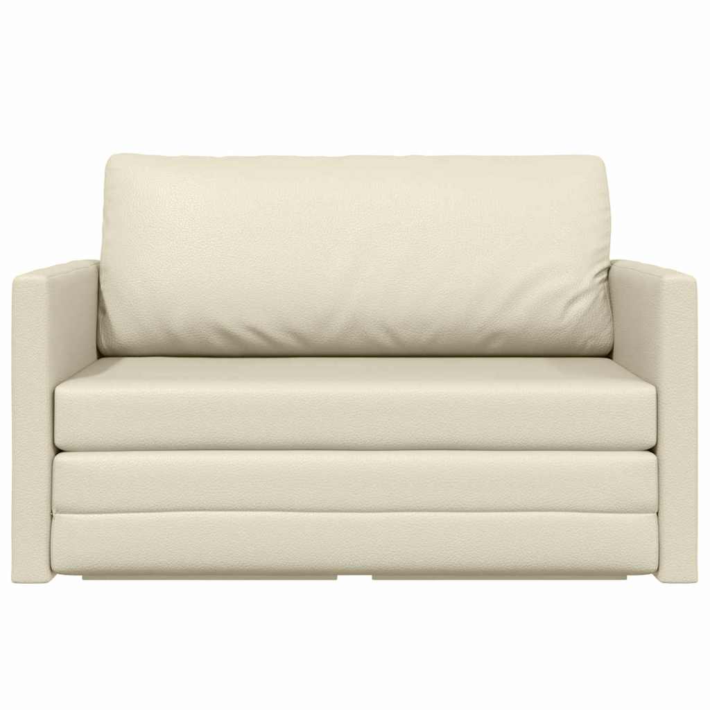 Sofa Bed Cream 124 x 71 x 78 cm Artificial Leather