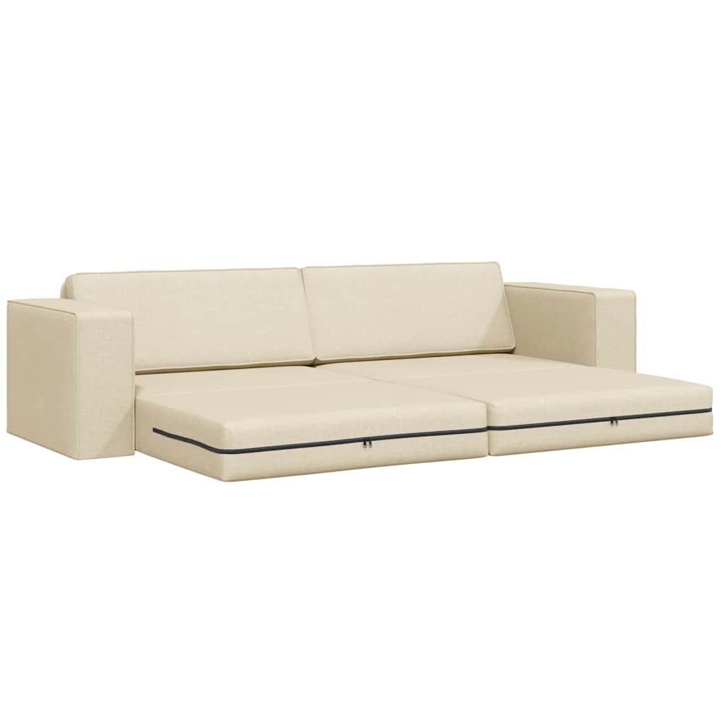 Floor Sofa Bed Cream 245 x 78 x 77 cm Fabric
