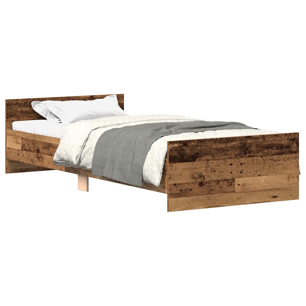Bed Frame without Mattress Old Wood 100x200 cm Engineered Wood