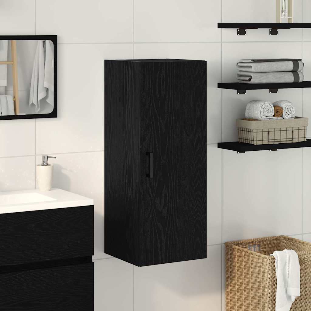 Wall Mounted Cabinet Black Oak 34.5x34x90 cm Engineered Wood