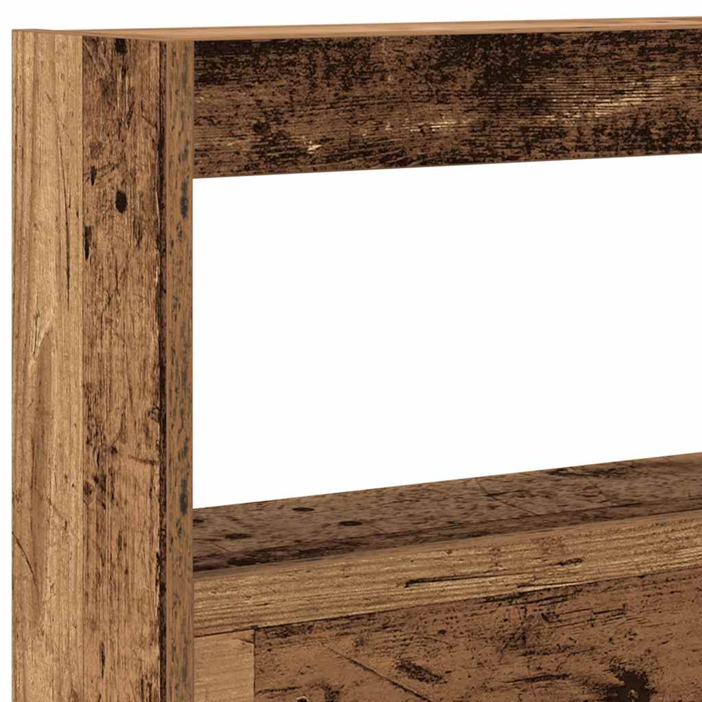 Headboard Cabinet with LED Old Wood 160x17x102 cm