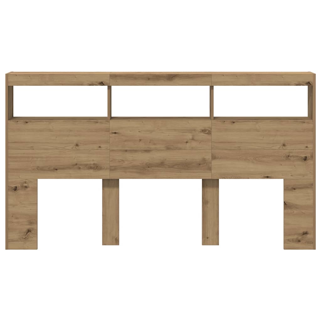Headboard Cabinet with LED Artisan Oak 180x17x102 cm