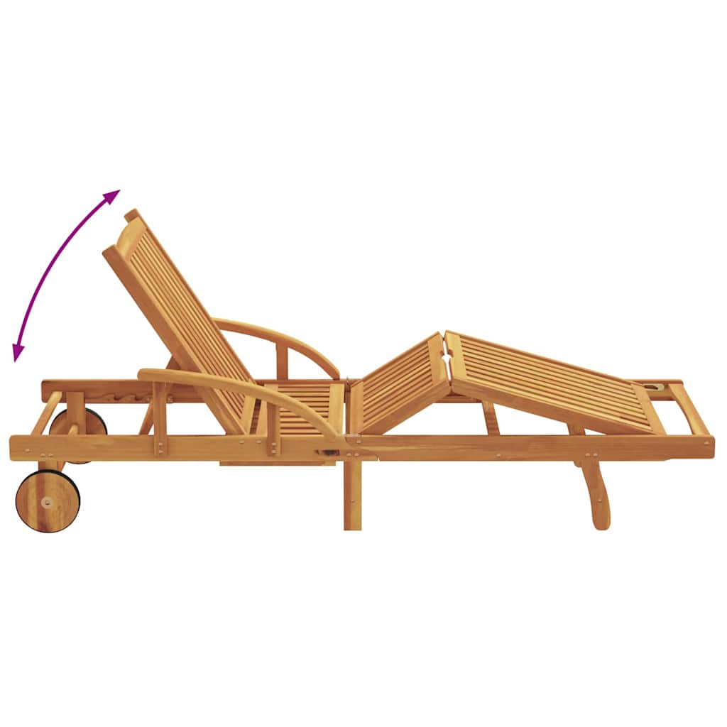 Sun Lounger Reclining Beige 200 x 67 x 84cm Solid Acacia wood