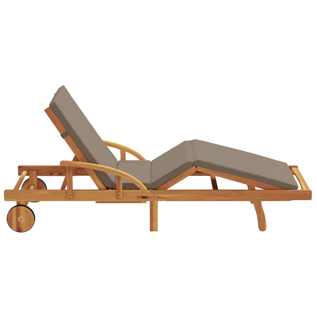 Sun Lounger Reclining Taupe 200 x 67 x 84cm Solid Acacia wood