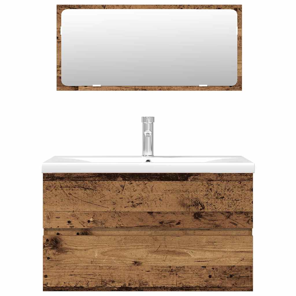3 Piece Bathroom Furniture Set Old Wood Engineered Wood