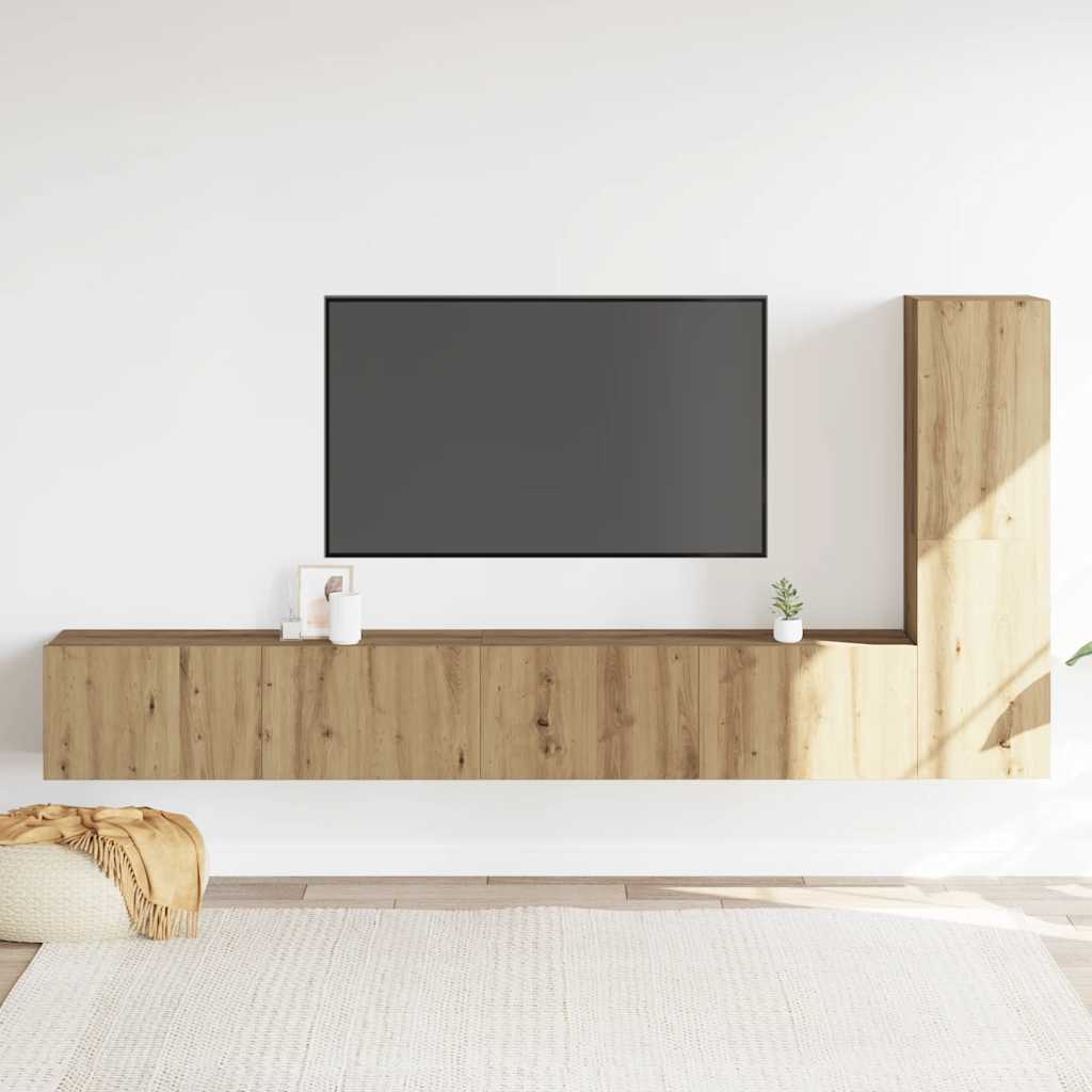 Wall Mounted TV cabinets 3 pcs Artisan Oak Engineered Wood