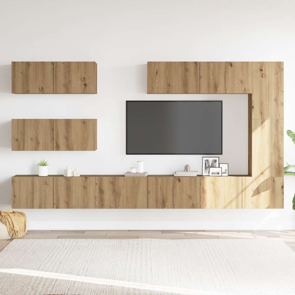 7 Piece TV Cabinet Set Wall-mounted Artisan Oak Engineered Wood
