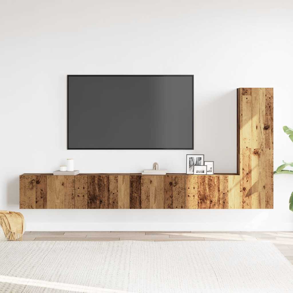 3 Piece TV Cabinet Set Wall-mounted Old Wood Engineered Wood