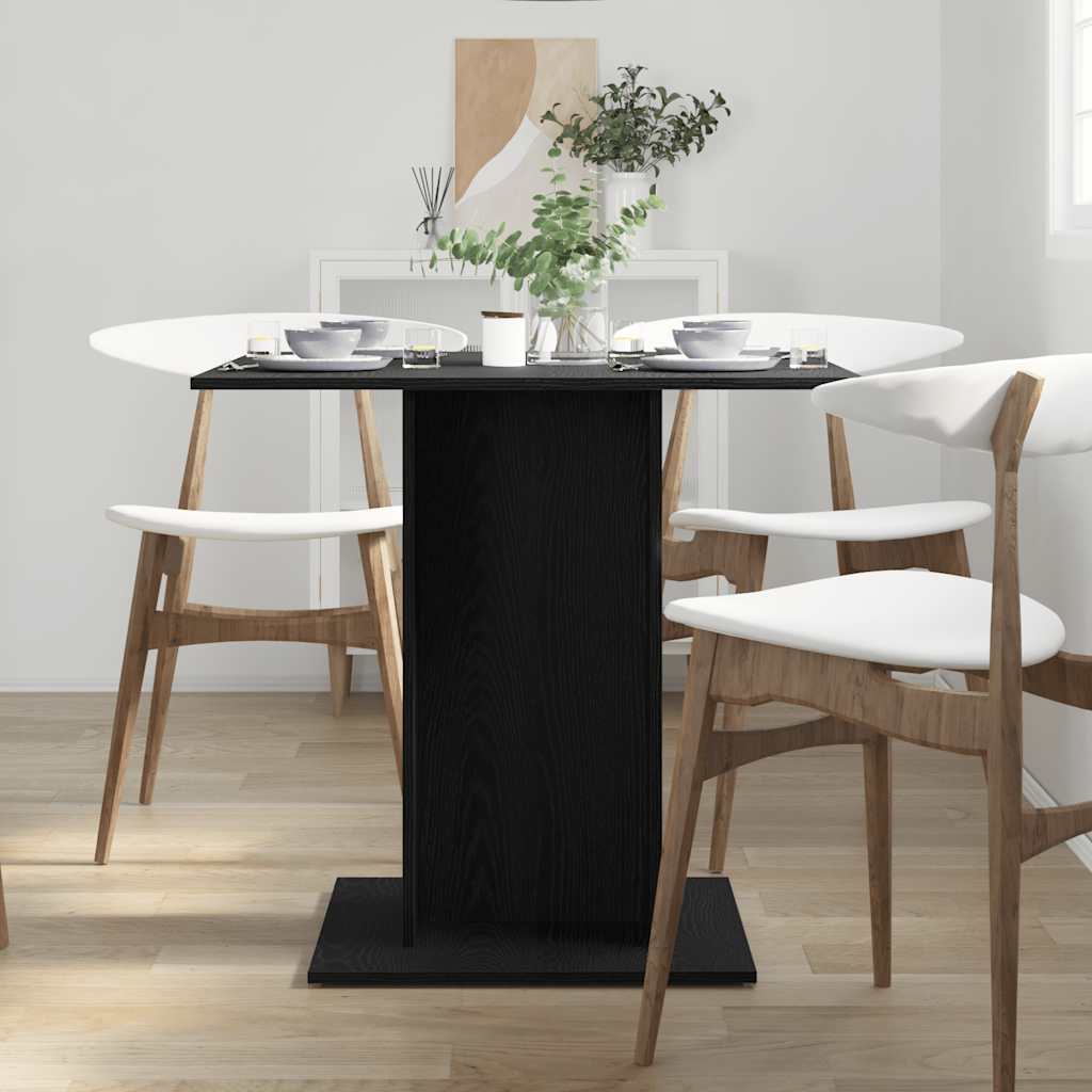 Dining Table Black Oak 80x80x75 cm Engineered Wood