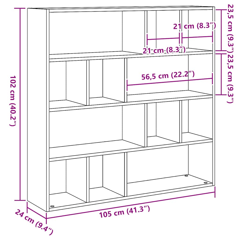Book Cabinet/Room Divider Black Oak 105x24x102 cm