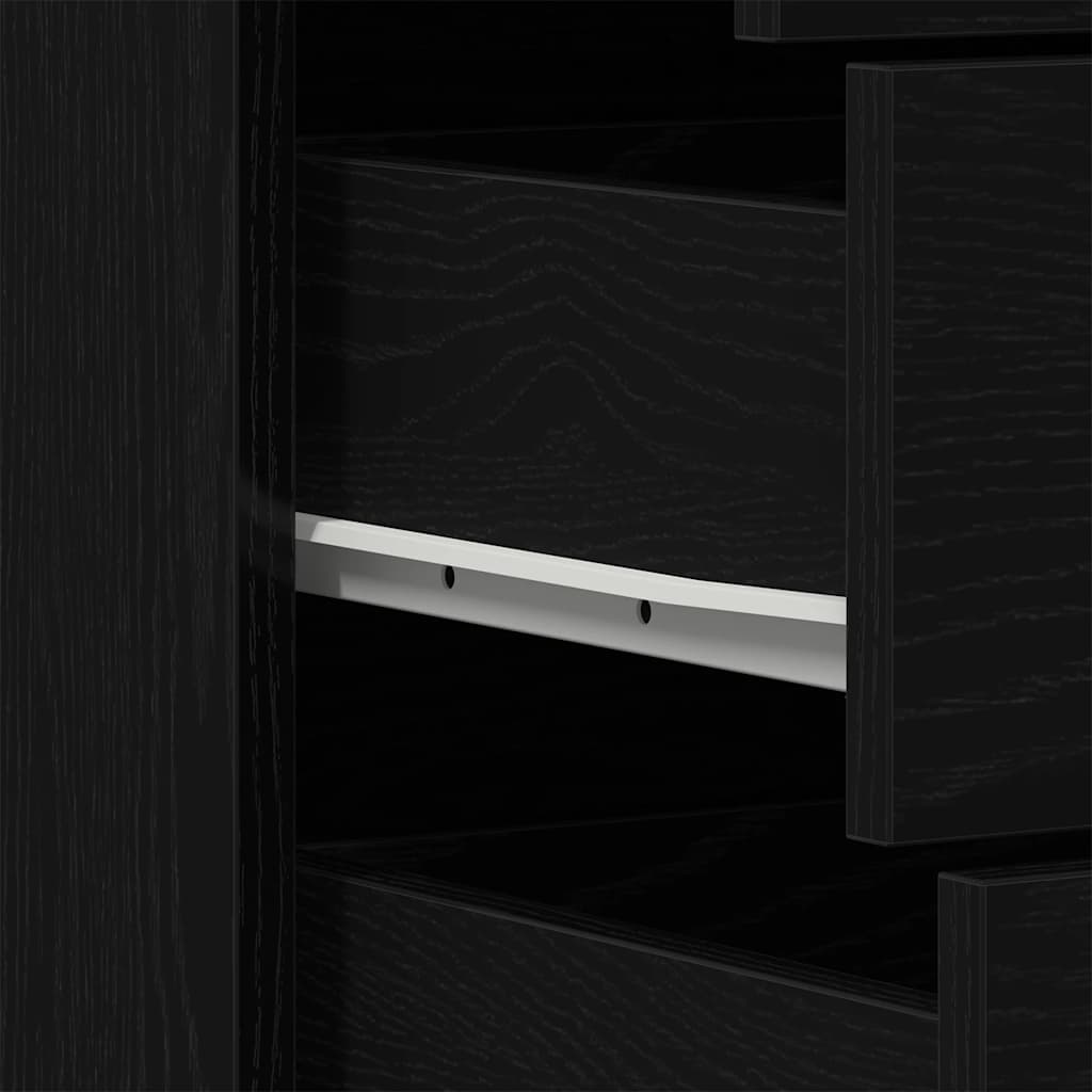 Sideboard with 6 Drawers Black Oak 50x34x96 cm Engineered Wood