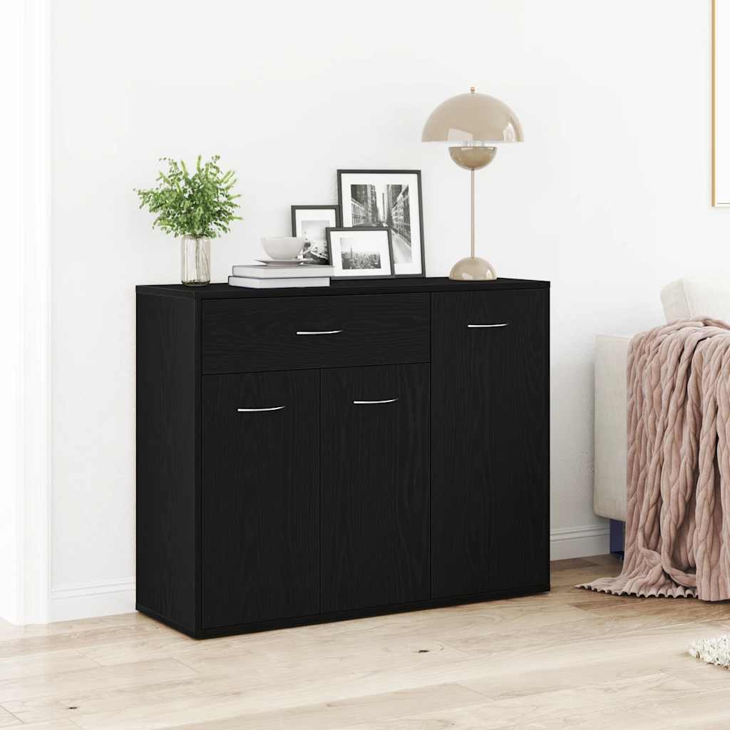 Sideboard Black Oak 88x30x70 cm Engineered Wood