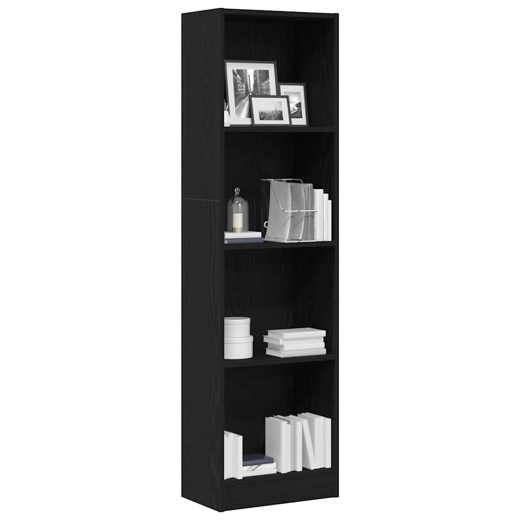 Bookcase Black Oak 40x24x143 cm Engineered Wood