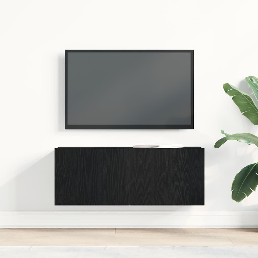 TV Cabinets Black oak 80 x 30 x 30 cm Engineered Wood