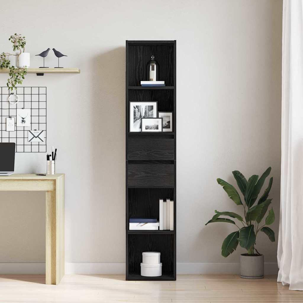 Book Cabinet Black oak 36 x 30 x 171 cm Engineered Wood