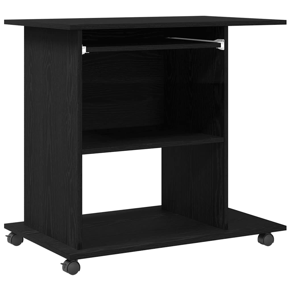 Computer Desk Black Oak 80x50x75 cm Engineered Wood