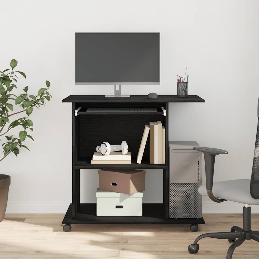 Computer Desk Black Oak 80x50x75 cm Engineered Wood