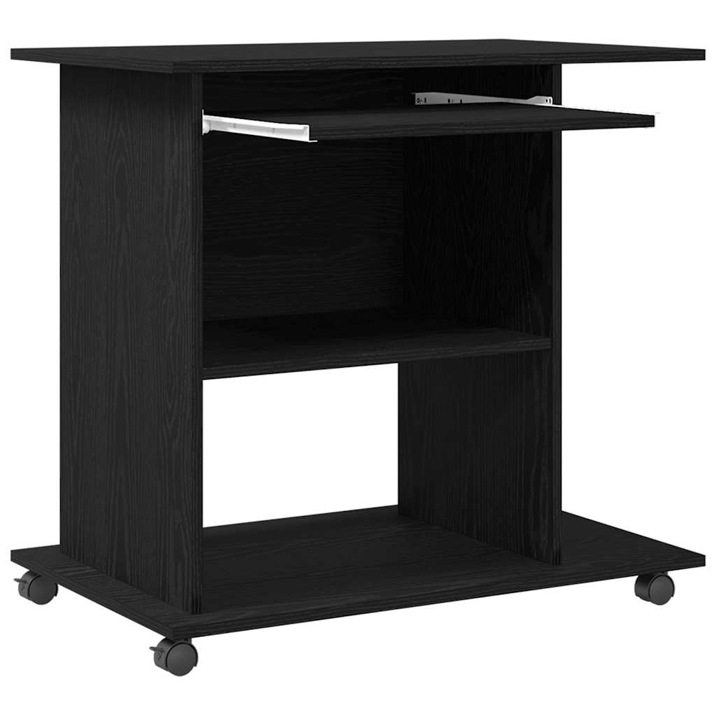 Computer Desk Black Oak 80x50x75 cm Engineered Wood