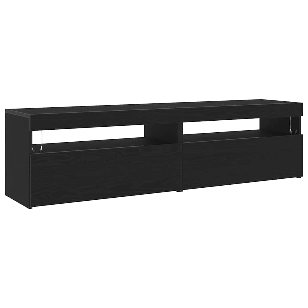 TV Cabinet 2 pcs Black 75 x 35 x 40 cm Engineered wood