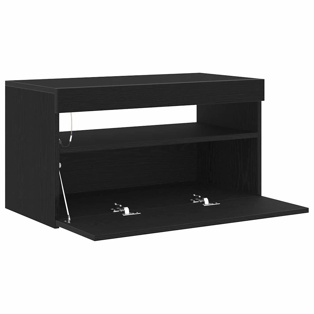 TV Cabinet 2 pcs Black 75 x 35 x 40 cm Engineered wood