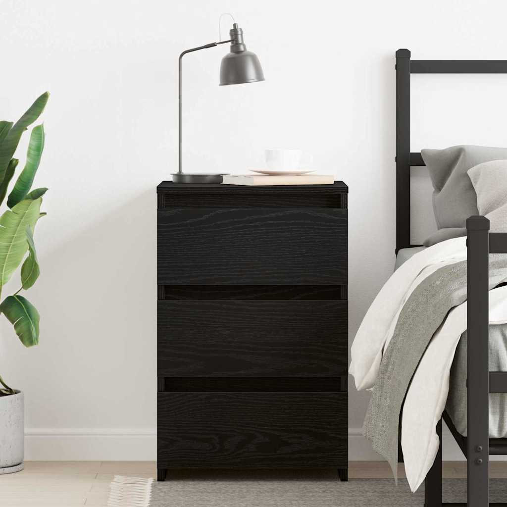 Bedside Cabinet Black oak 40 x 35 x 62.5 cm Engineered wood