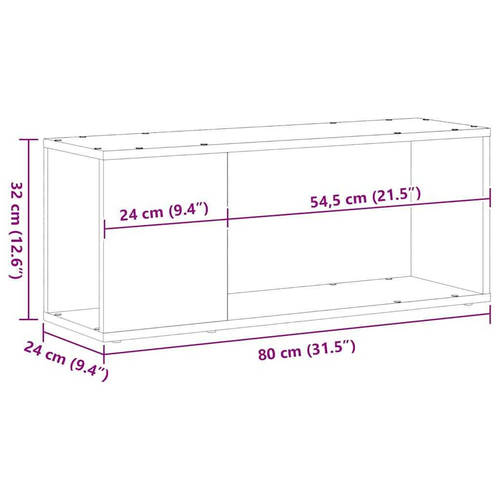 Entertainment Center Black 80 x 24 x 32 cm Engineered wood