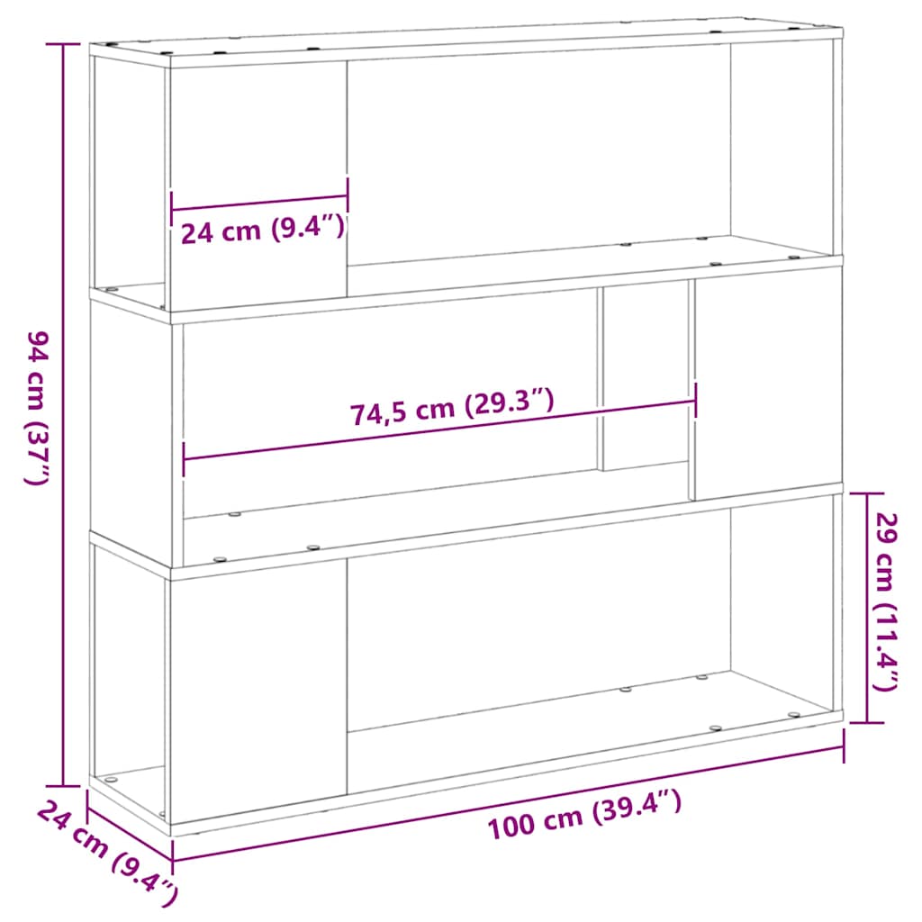 Entertainment Center Black 100 x 24 x 94 cm Engineered wood