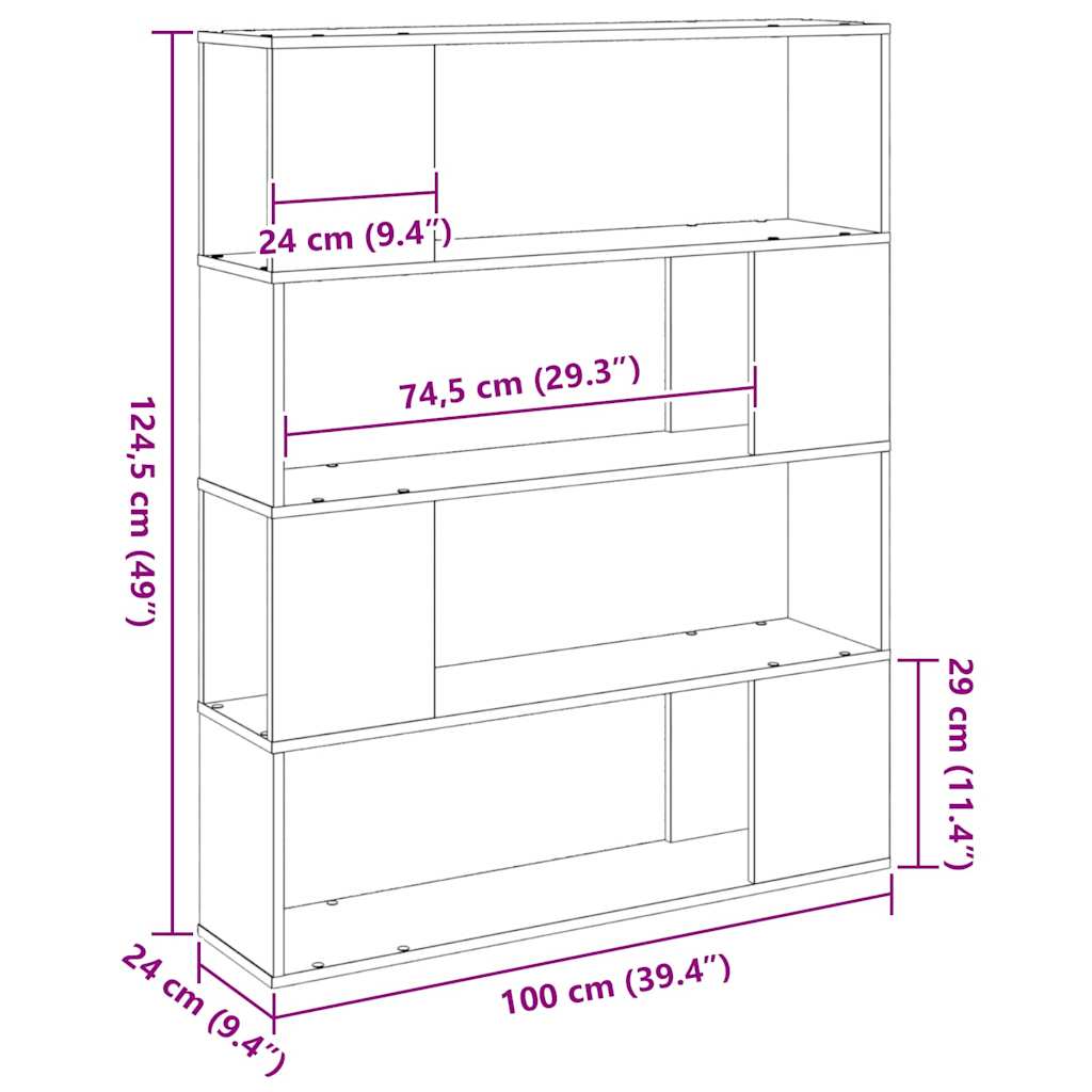 Entertainment Center Black 100 x 24 x 124 cm Engineered wood