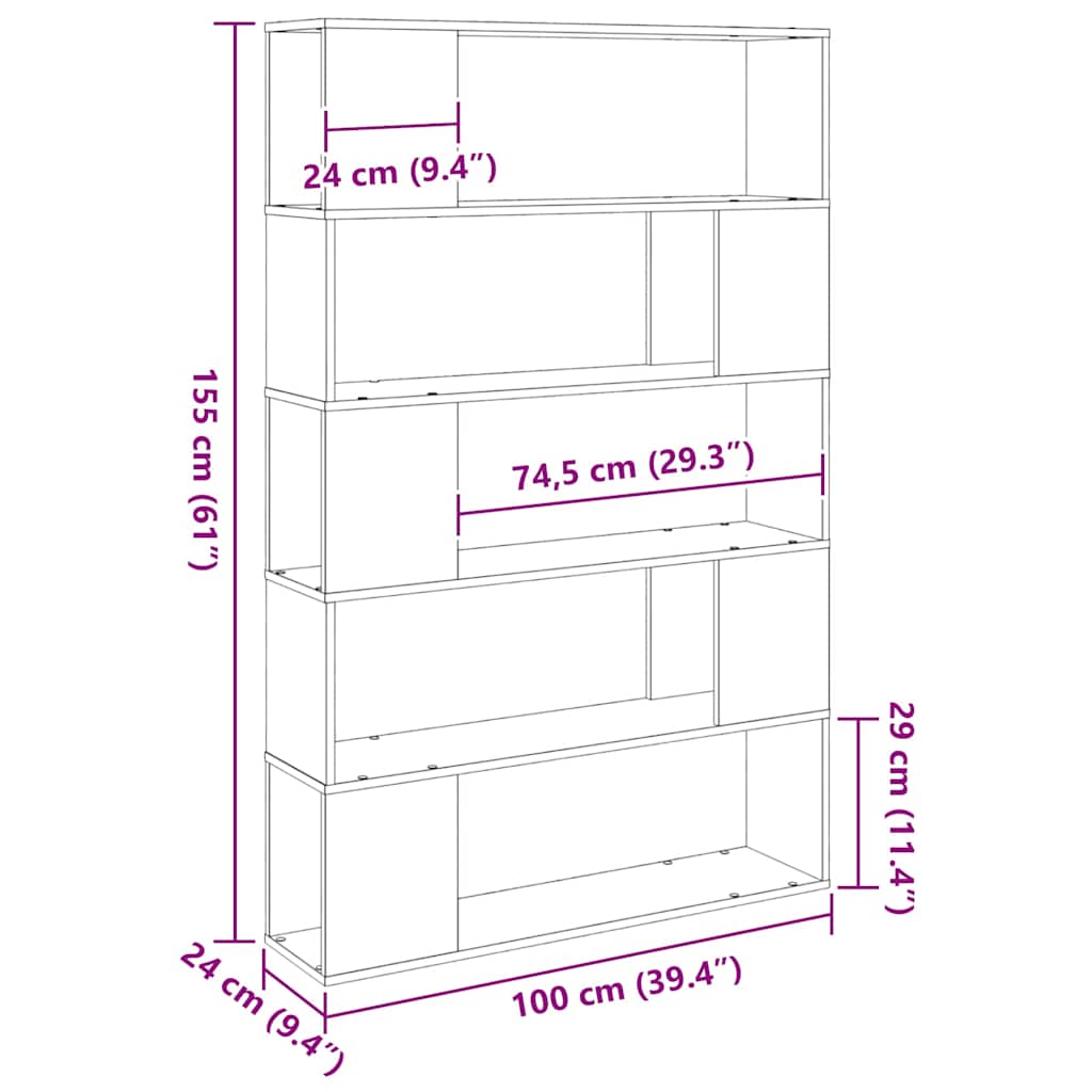 Entertainment Center Black 100 x 24 x 155 cm Engineered wood