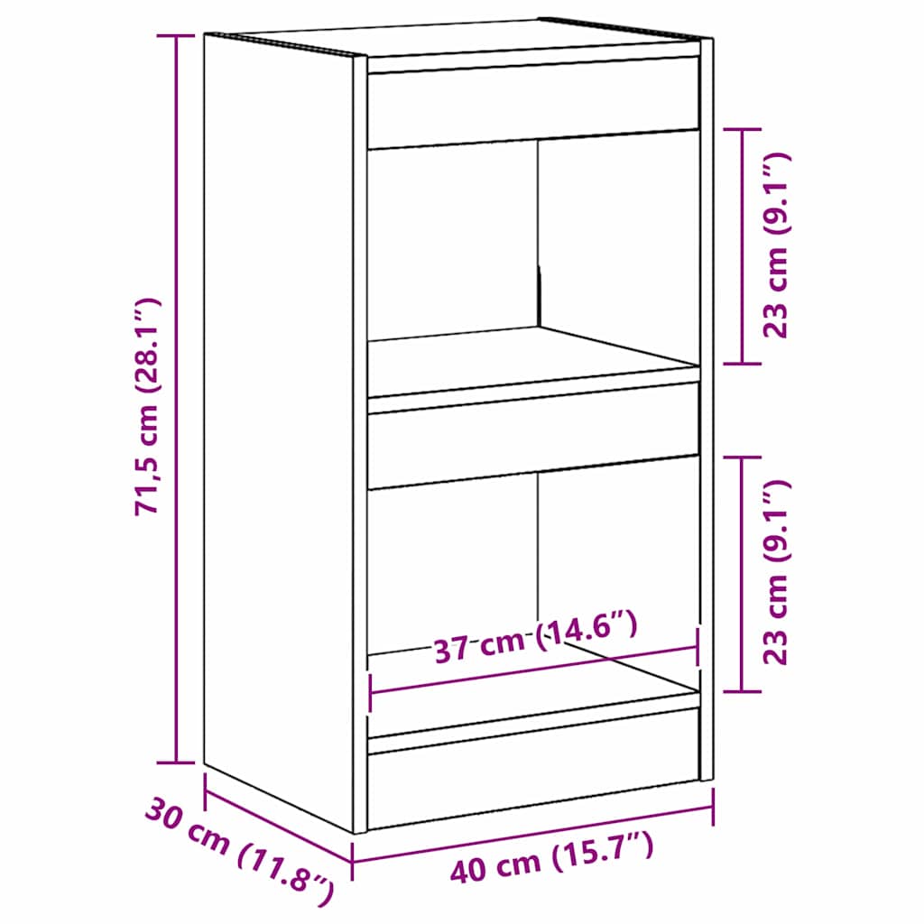 Book Cabinet Black oak 40 x 30 x 71.5 cm Engineered Wood