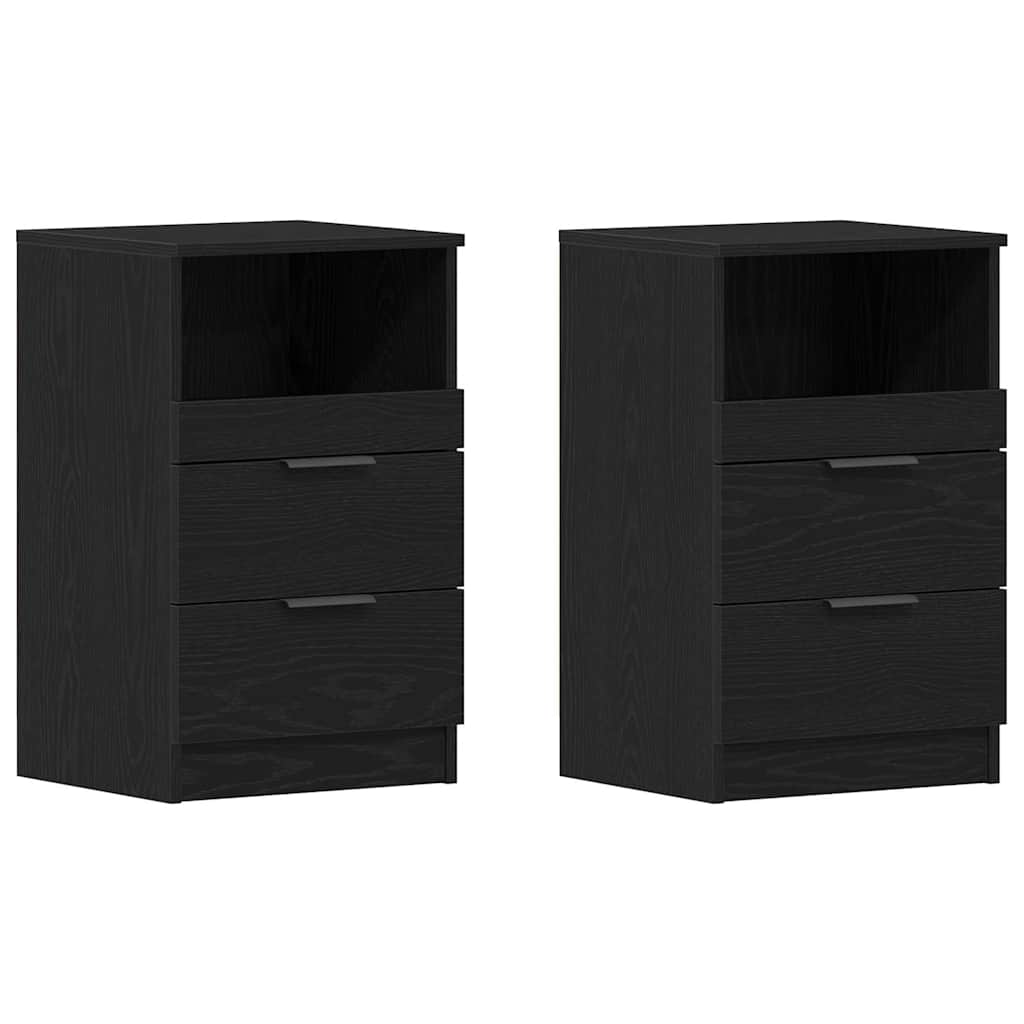 Bedside Cabinet 2 pcs Black oak 40 x 35 x 65 cm Engineered wood