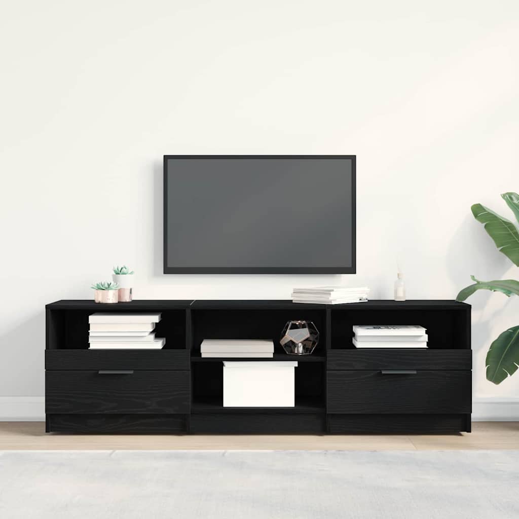 TV Cabinet with Drawer Black 150 x 33.5 x 45 cm Engineered wood
