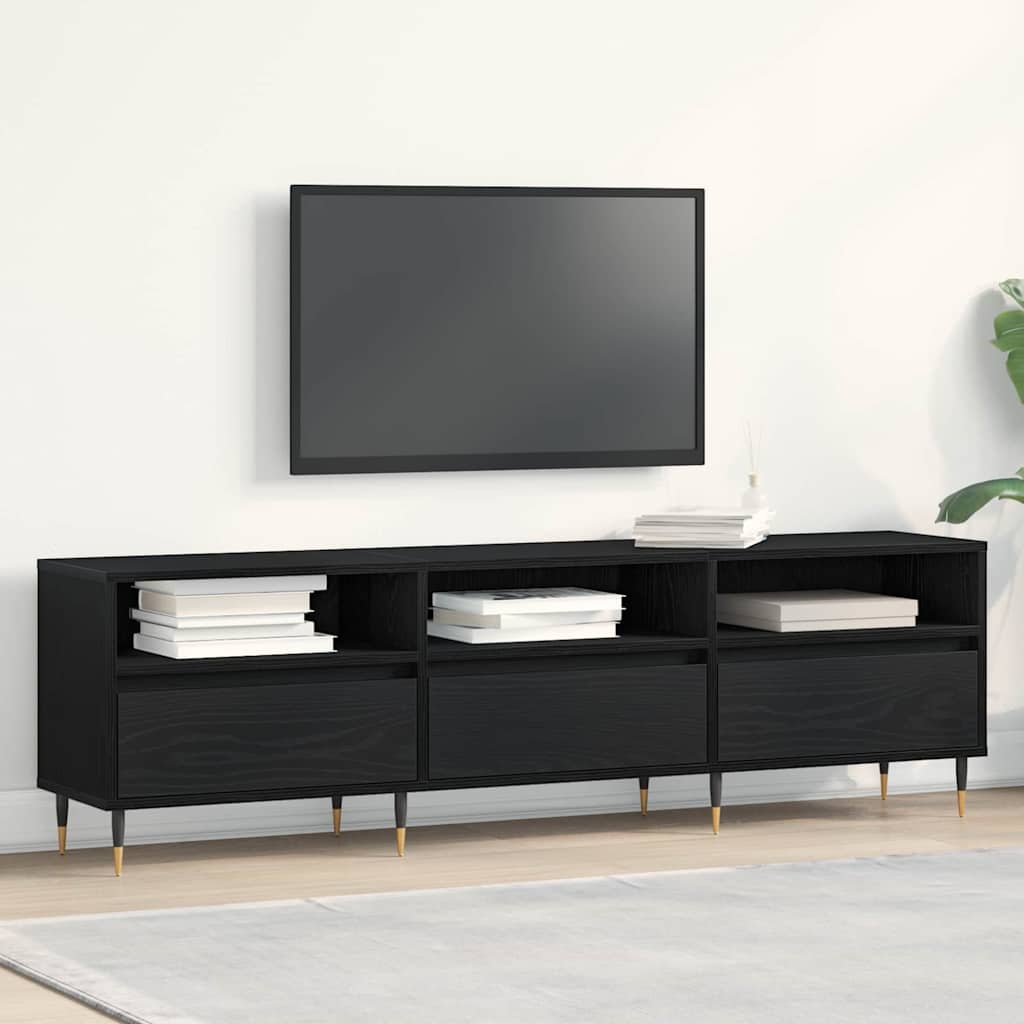 TV Cabinet Black oak 150 x 30 x 44.5 cm Engineered wood
