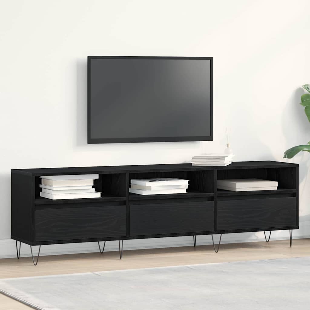 TV Cabinet Black oak 150 x 30 x 44.5 cm Engineered wood