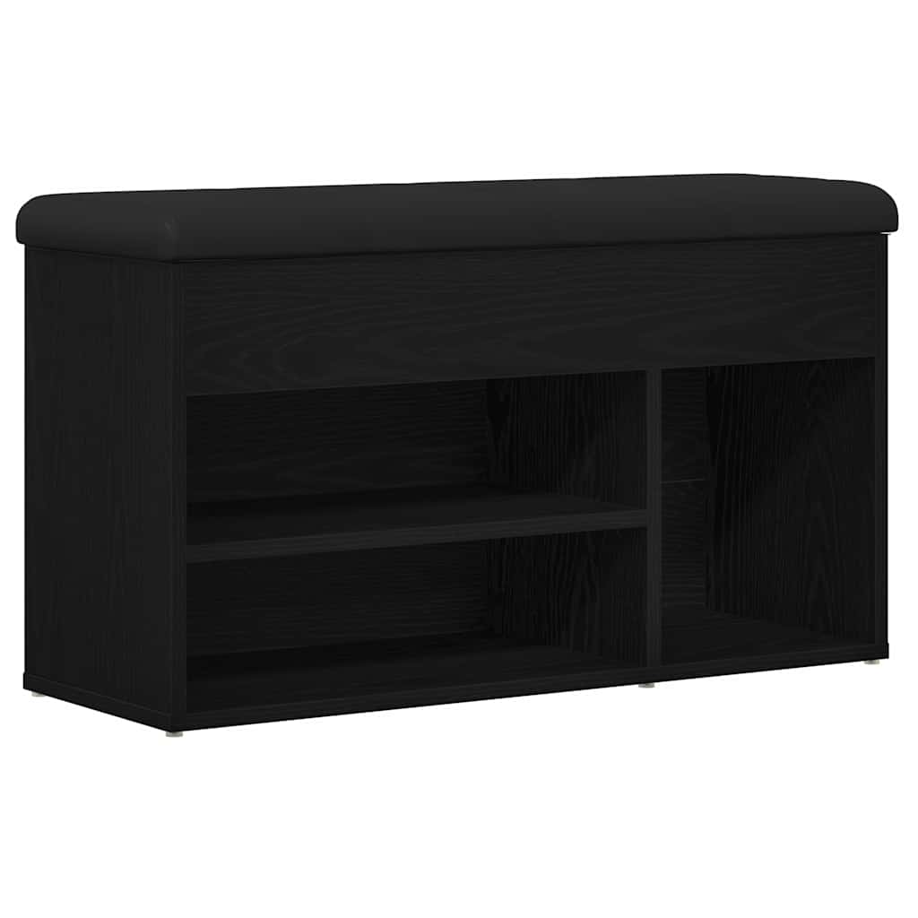Shoe Bench with Storage Black 80 x 30 x 45 cm Engineered wood