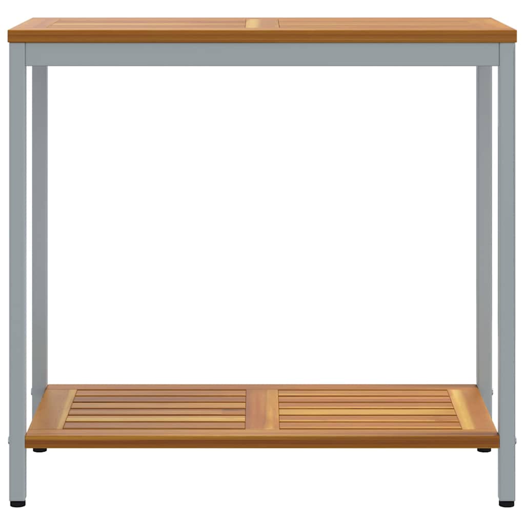 Outdoor Table with Storage Natural and grey 80 x 35 x 75 cm