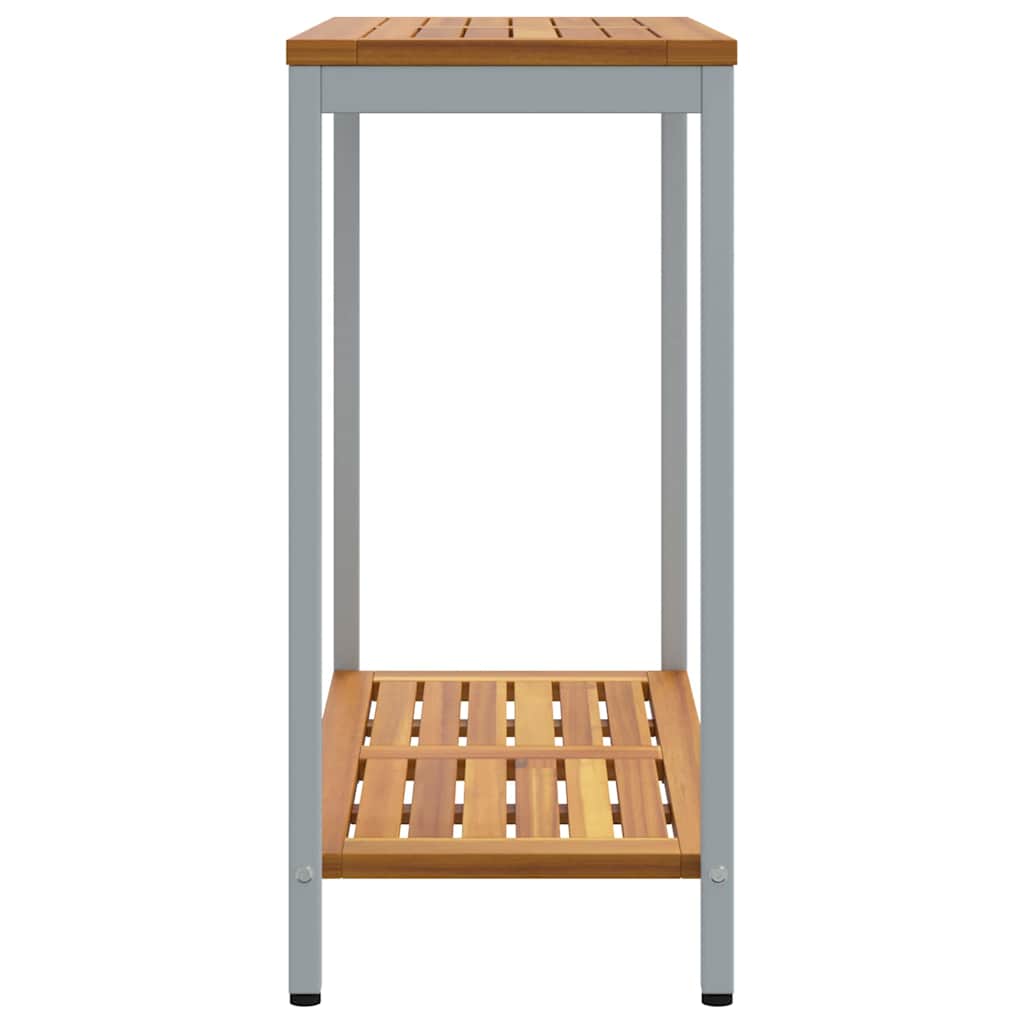 Outdoor Table with Storage Natural and grey 80 x 35 x 75 cm