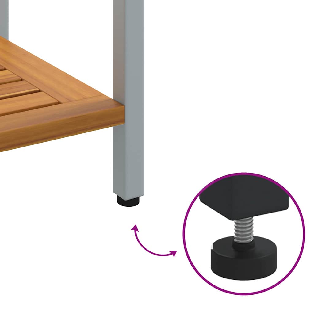 Outdoor Table with Storage Natural and grey 110 x 35 x 75 cm