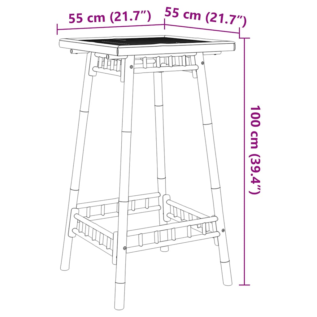 Outdoor Bar Table Square 55x55x100 cm Bamboo