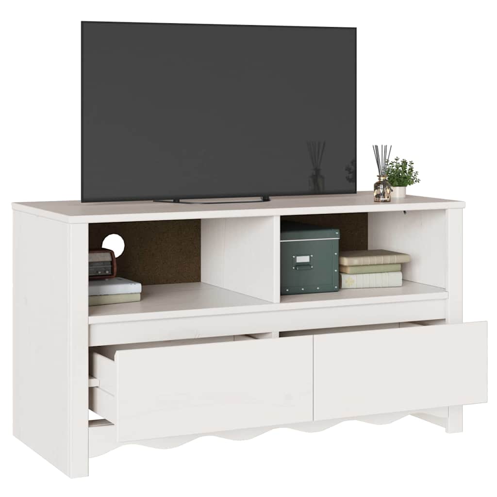 TV Cabinet Drammen White 99 x 43 x 55 cm Solid Pine wood