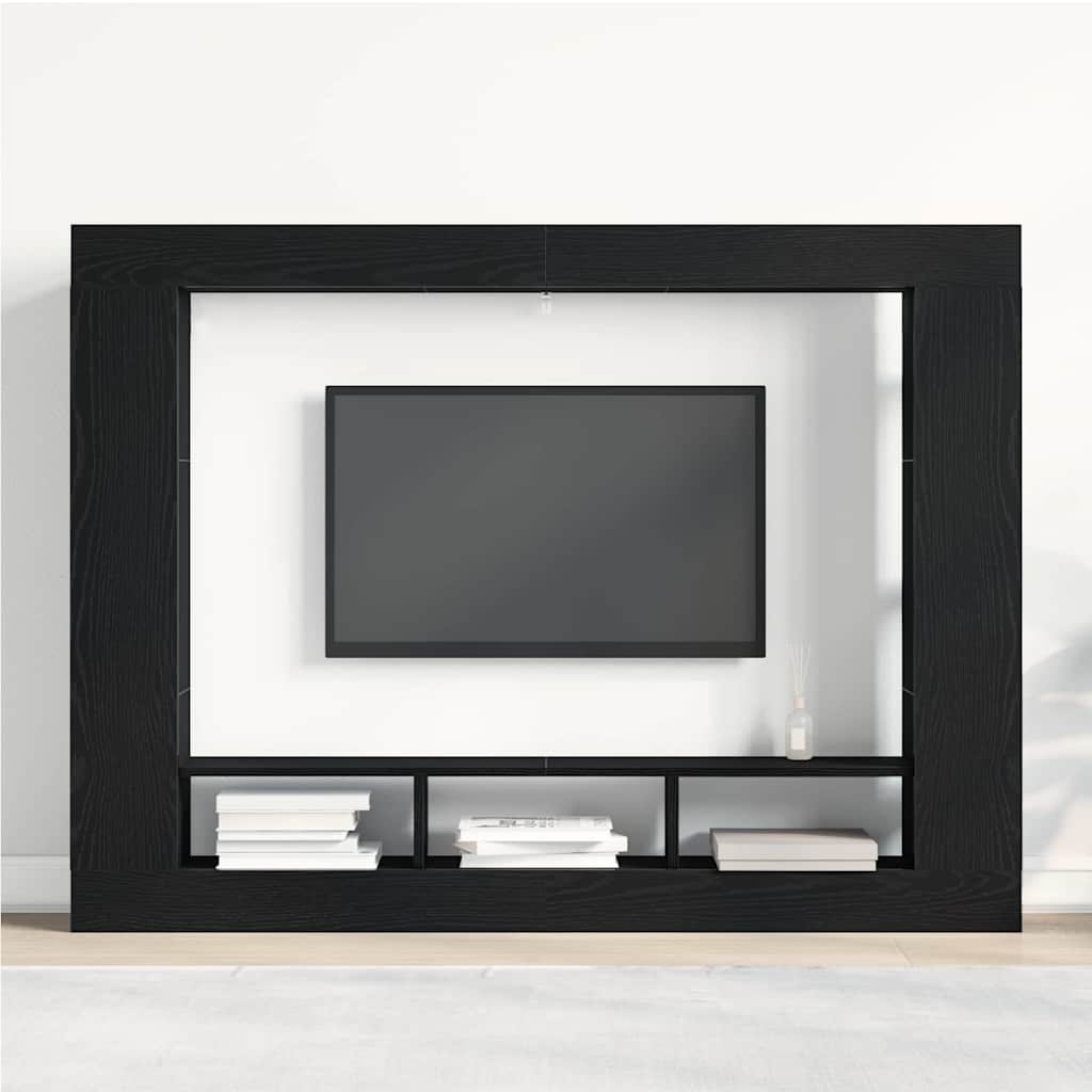 TV Cabinet Black oak 152 x 22 x 113 cm Engineered wood