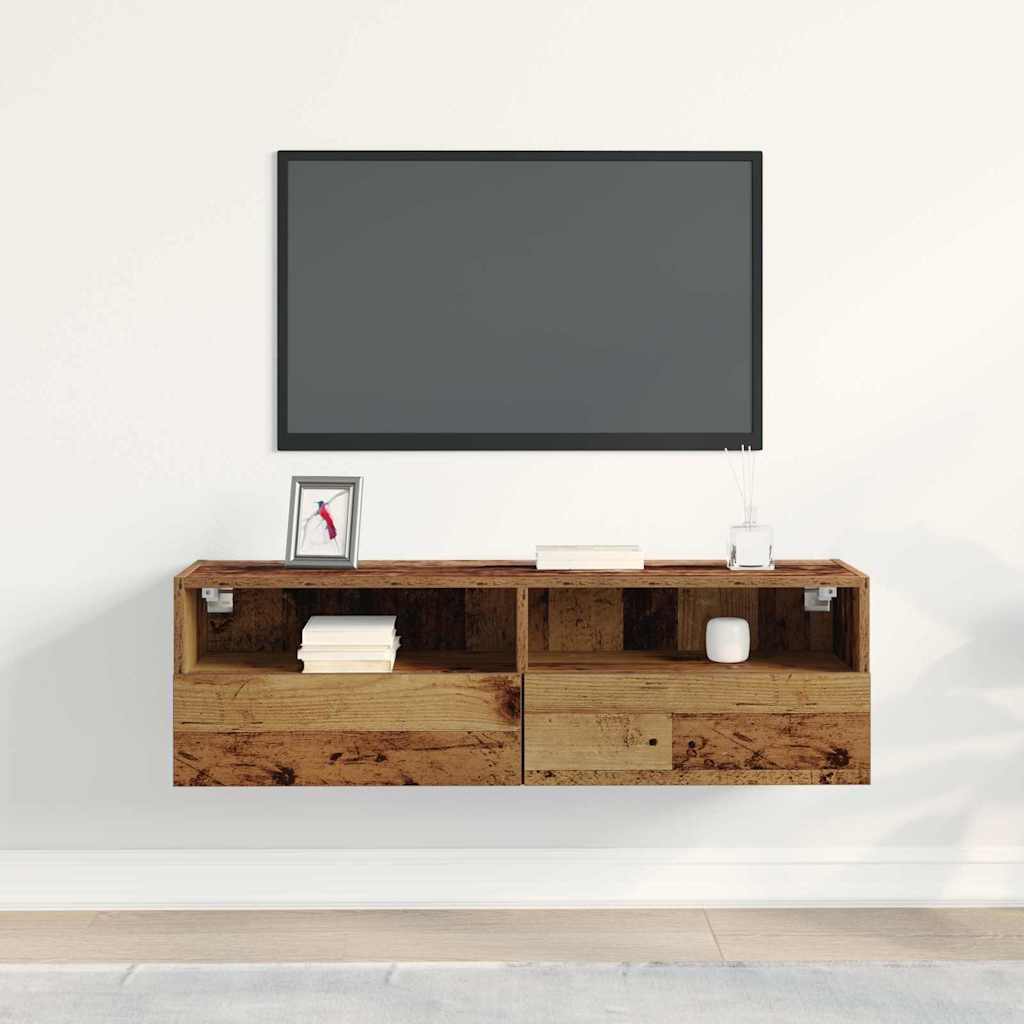 TV Wall Cabinet Old wood 100x30x30cm Engineered Wood