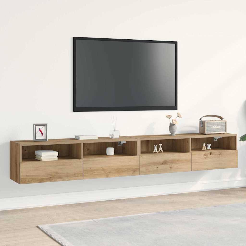 TV Wall Cabinet 2 pcs Artisan oak 100x30x30cm Engineered Wood
