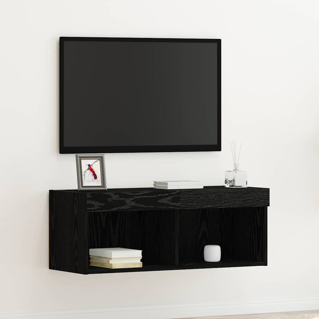 TV Cabinet Black Oak 80 x 30 x 30 cm Engineered Wood