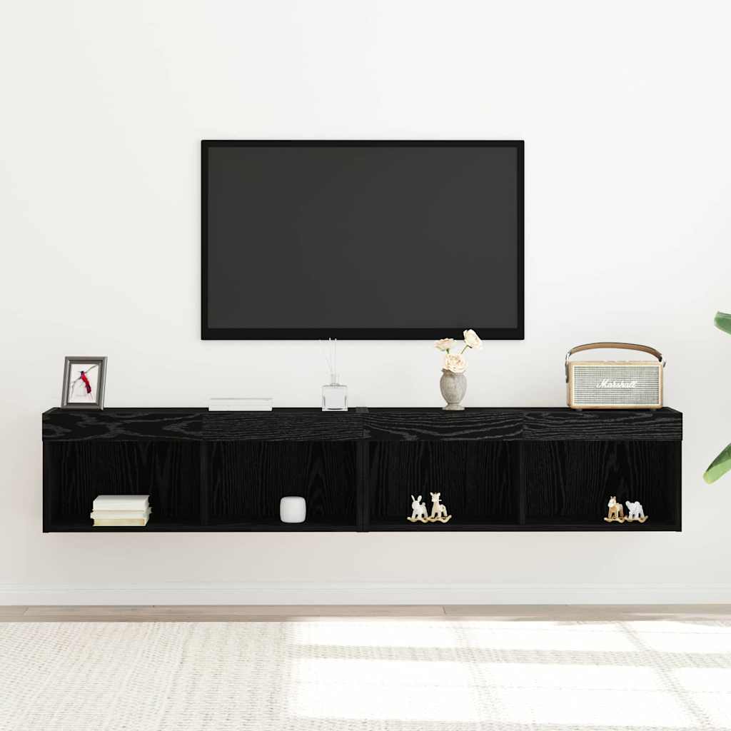 TV Cabinet 2 pcs Black oak 80 x 30 x 30 cm Engineered Wood