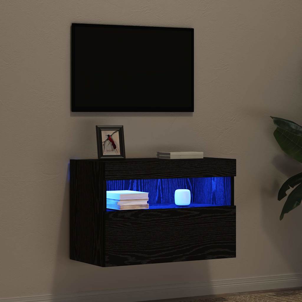 TV Wall Cabinet Black oak 60 x 30 x 40 cm Engineered Wood