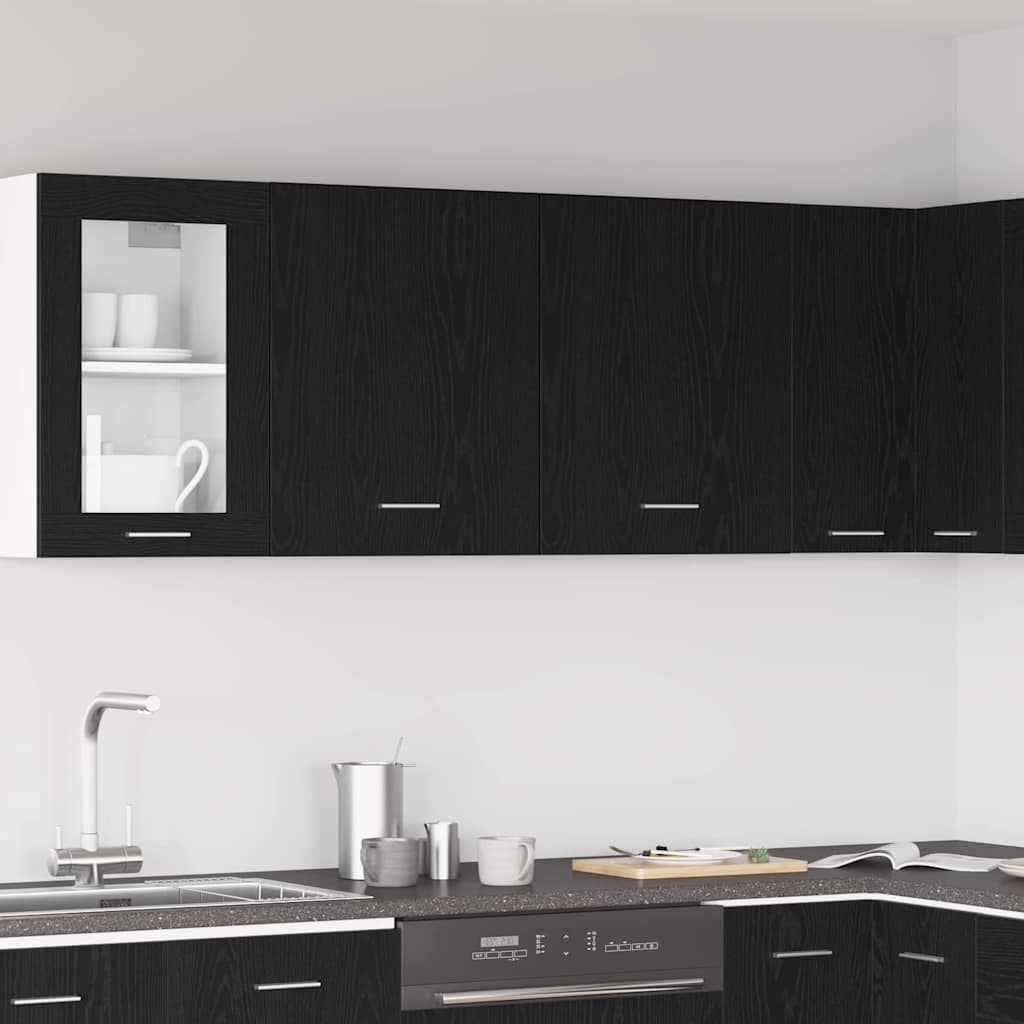 Hanging Cabinets with Shelf 2 pcs Black oak 100 x 31 x 60 cm