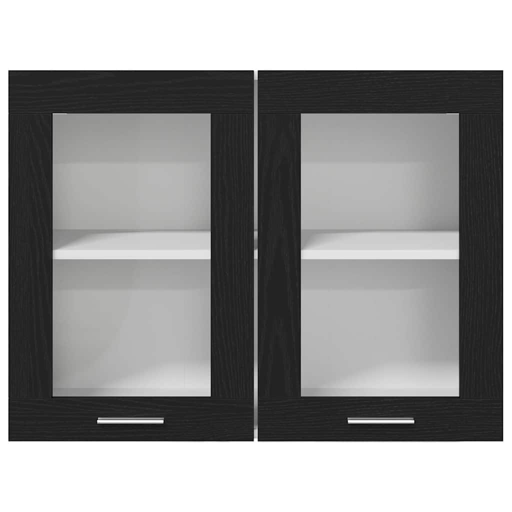 Hanging Glass Cabinet Black oak 80 x 31 x 60 cm Engineered wood