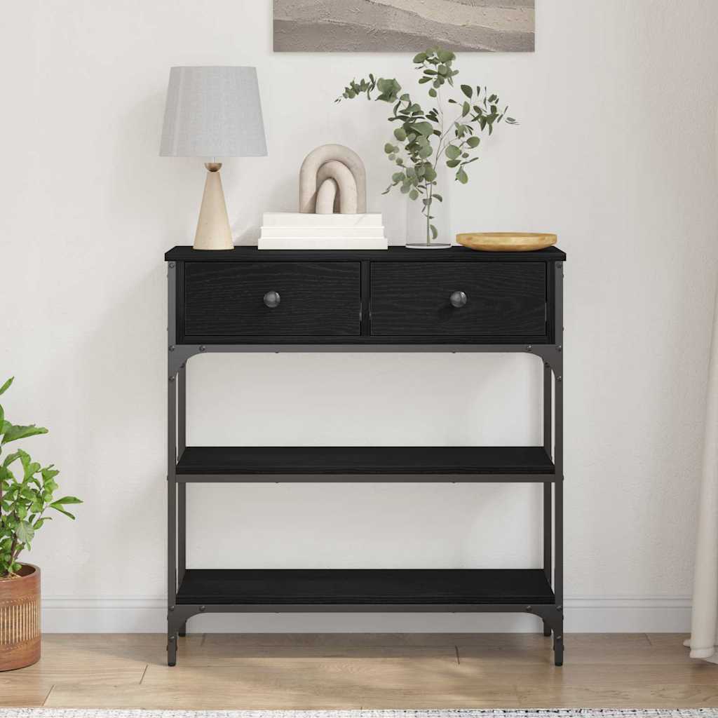 Console Table with Drawer Black oak 72.5 x 25 x 75 cm
