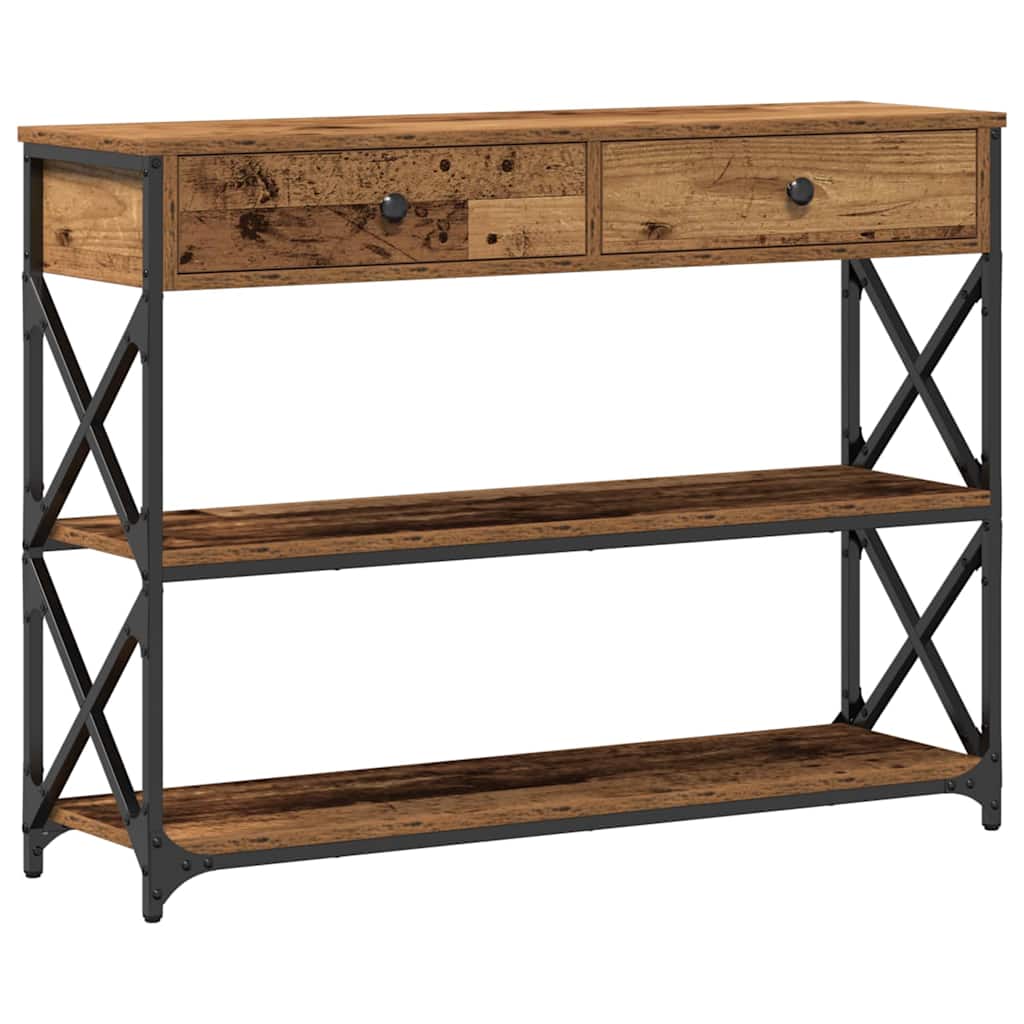 Console Table with Drawer with Shelf Old wood 100 x 28 x 75 cm